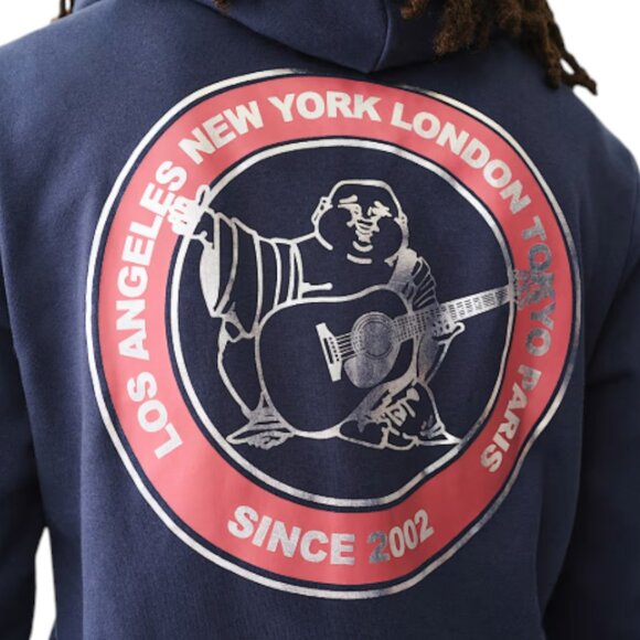 True Religion Men's Metallic Sweatsuit 2 Piece Fleece Hoodie Joggers Outfit Set - Picture 4 of 15